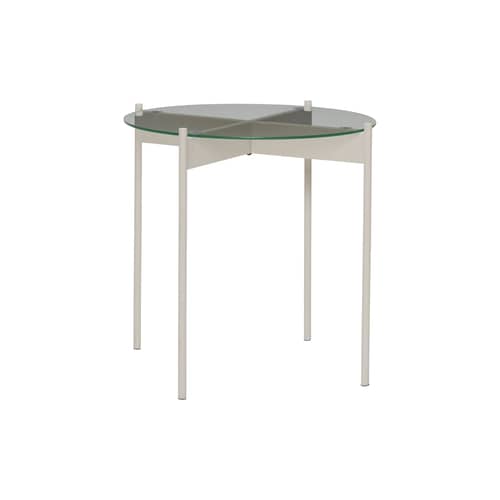 Beistelltisch Beam glas beige / Ø 45 x H 42 cm - HÜBSCH - Sand - Eisen, Glas