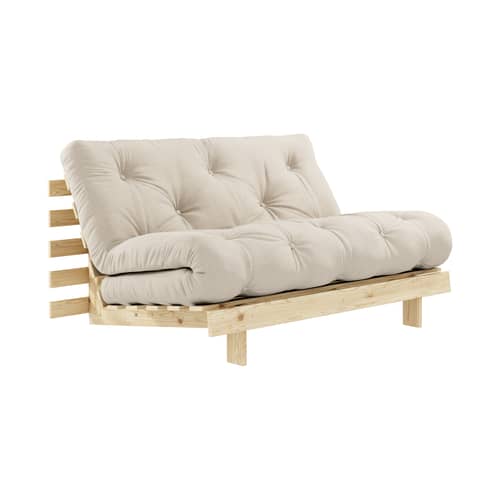 Canapé convertible Roots / L 140 cm - 3 positions beige / Structure pin clair - KARUP DESIGN - Beige 747 / Pin clair - Fibres recyclées mélangées, Mousse, Pin massif certifié FSC, Tissu