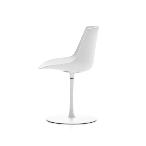 Chaise pivotante Flow blanc / Pied central - MDF Italia - Blanc mat - Aluminium thermolaqué, Polycarbonate éco-responsable