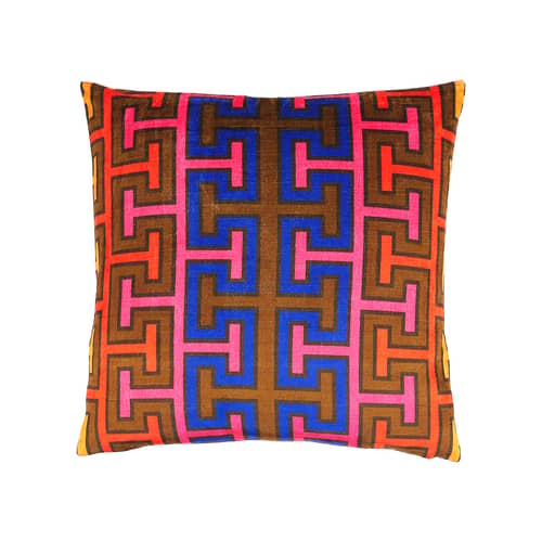 Coussin Madrid Key multicolore / 50 x 50 cm - Velours - Jonathan Adler - Multicolore -  Duvet,  Plumes, Velours
