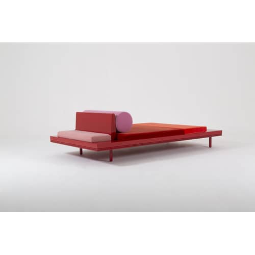 Dormeuse Place des Victoires / Par José Lévy / 200 x 110 cm - Exclusivité - Lelièvre Paris - Rouge - Frêne laqué, Mousse, Tissu