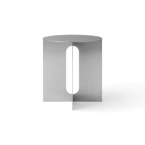 Androgyne End table metal silver / Ø 40 x H 43 cm - Audo Copenhagen - Table / Brushed steel - Brushed stainless steel