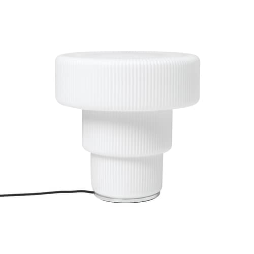 Lampe de table Ripple verre blanc / Ø 28 x H 28 cm - Ferm Living - Blanc - Verre soufflé bouche