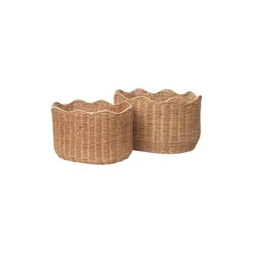 Set de 2 paniers Lola rotin / 50 x 35 cm - BROSTE COPENHAGEN - Ovales / 50 x 35 cm - Rotin tressé