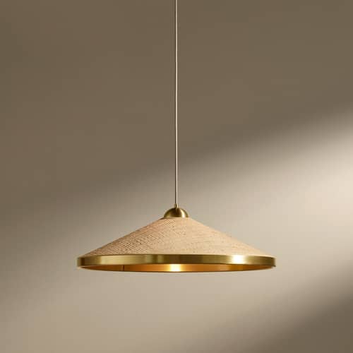 Songe Pendant textile beige / Ø 60 cm - Maison Sarah Lavoine - Raffia / Brass - Brushed brass, Raffia
