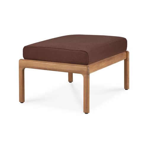 Pouf d\'extérieur Jack Outdoor  / 71 x 54 cm - Teck - Ethnicraft - Bordeaux - Mousse, Teck massif, Tissu polypropylène