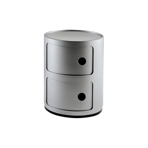 Rangement Componibili gris argent / 2 tiroirs - H 40 cm - Anna Castelli Ferrieri, 1968 - Kartell - Argent - ABS