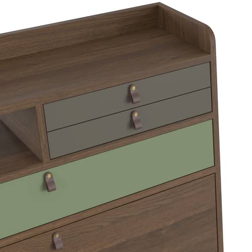 Secrétaire mural Gaston bois vert / L 80 x H 72 cm - Hartô - Vert cendré & vert sauge / Frêne marron - MDF laqué, MDF plaqué frêne teinté