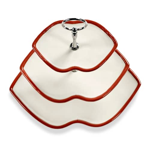 Servierplatte Les Objets Mouleversants keramik rot / 3 Tabletts - Serax - Rot & Weiß - Metall, Sandstein