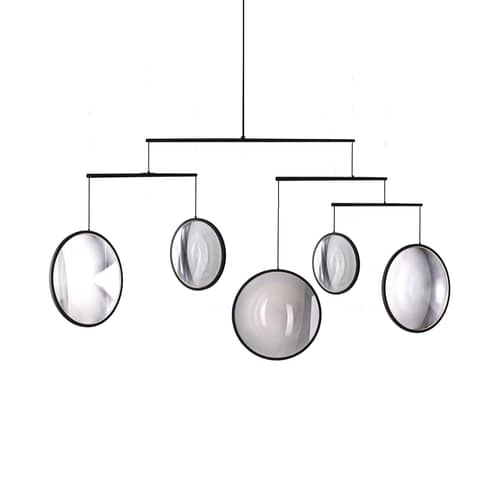 Suspension Focus X5 noir / LED - L 160 x H 131 cm - DCW éditions - Noir - Aluminium, PMMA