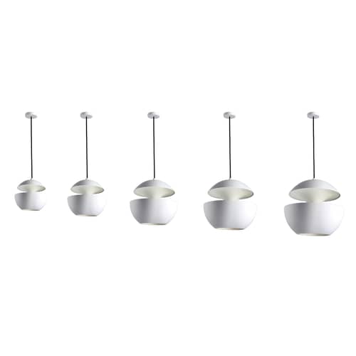 Suspension Here Comes The Sun / Ø 17,5 cm - Réédition 1970 - DCW éditions - Blanc / intérieur blanc - Aluminium, Textile
