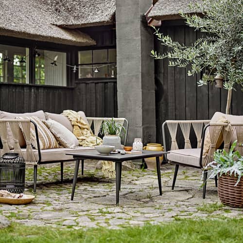 Table basse Pavone métal noir / 90 x 44 x H 60 cm - Fibrociment - Bloomingville - Noir - 