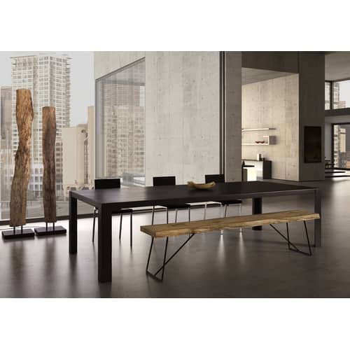 Table rectangulaire Big Irony métal noir / Maurizio Peregalli, 2000 - 238 x 100 cm - Zeus - L 238 / Acier phosphaté noir - Acier phosphaté