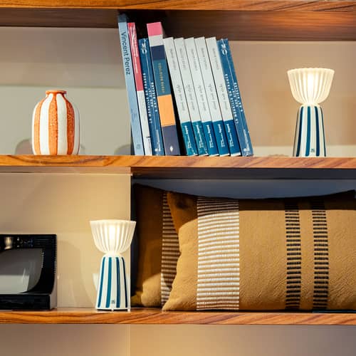Swiing Wireless rechargeable outdoor lamp metal blue X Maison Sarah Lavoine - Limited Edition - Fermob - Striped blue & white (By Maison Sarah Lavoine) - Aluminium, Polycarbonate, Recycled ABS