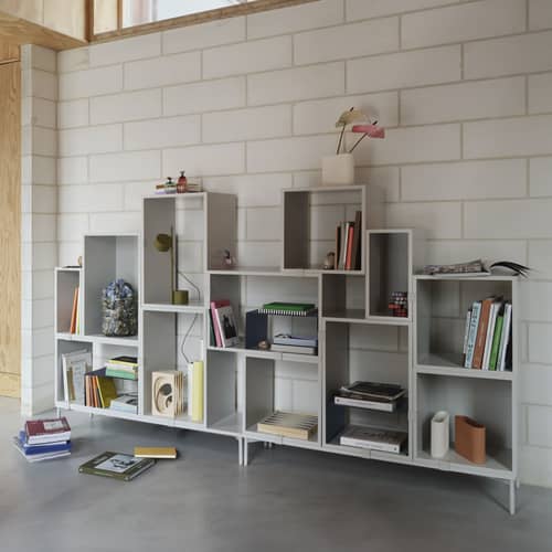  Accessory metal grey / Half-shelf for stacked Unit - W 39.6 x D 28 x H 20 cm - Muuto - Grey - Steel