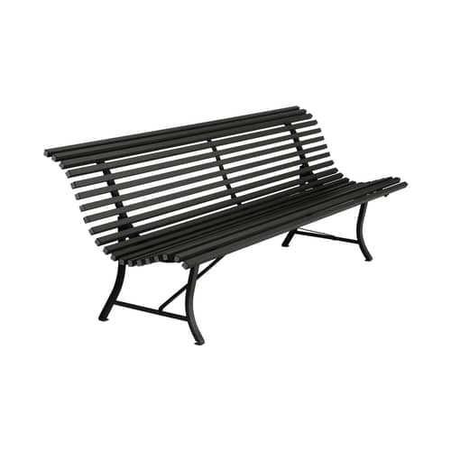 Banc avec dossier Louisiane / L 200 cm - Métal - Fermob - Réglisse - Acier électrozingué