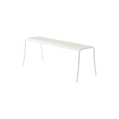 Patio Lames Bench metal white / Slats - L 116 cm - Tolix - Pure white - Stainless steel
