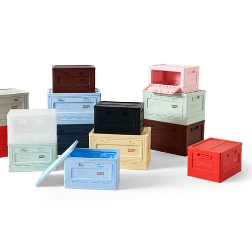 Boîte Box Medium plastique rose / 40 x 29 x H 23,7 cm - Empilable - STUDIO ABOUT - Rose - Polypropylène