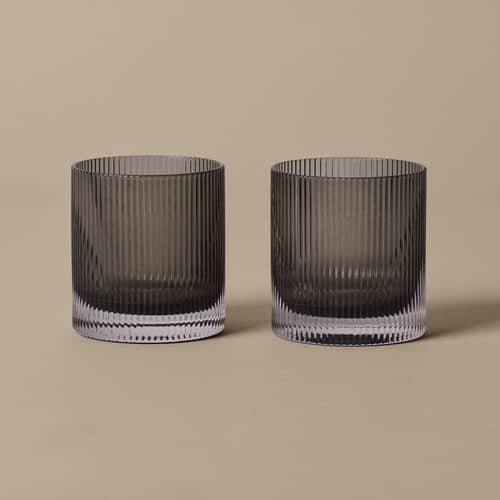 Glas Ripple glas grau / Set von 2 - 25 cl - Ferm Living - Rauchgrau - mundgeblasenes Glas