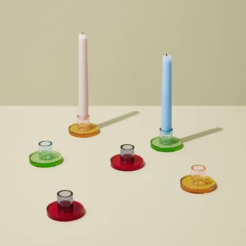 Kerzenleuchter Astra Small glas orange - HÜBSCH - Orange / Rosa - Kristall