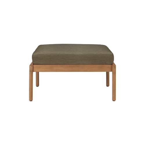 Pouf per esterno Jack Outdoor tessuto legno verde / 71 x 54 cm - Teck - Ethnicraft - Verde - Espanso, Teak massello, Tessuto in polipropilene