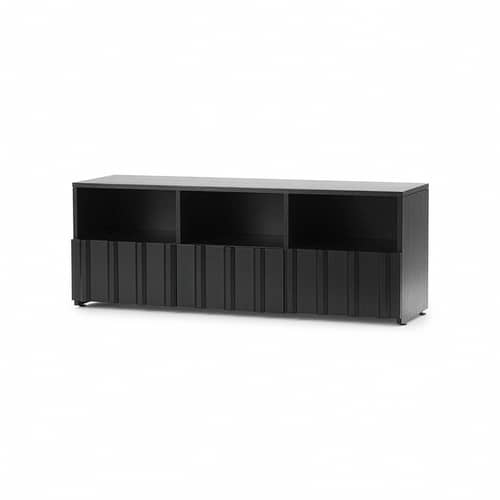 Buffet basso Rib legno nero / L 120 x P 38 x H 44 cm - Normann Copenhagen - Nero - Impiallacciatura di rovere, Rovere massello