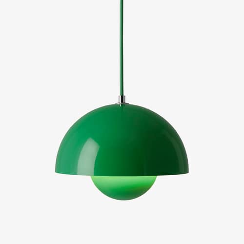 Suspension FlowerPot VP1 métal vert / Ø 23 cm - By Verner Panton, 1969 - &tradition - Vert Signal - Aluminium laqué