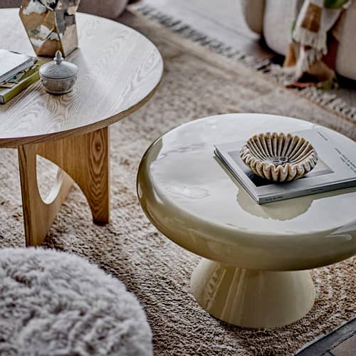Table basse Ricko métal beige / Ø 60 x H 35 cm - Bloomingville - Beige - Fer, MDF