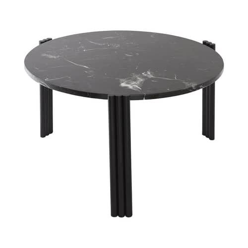 Table basse Tribus / Ø 60 x H 35 cm - Marbre - AYTM - Marbre noir / Noir - Acier, Marbre