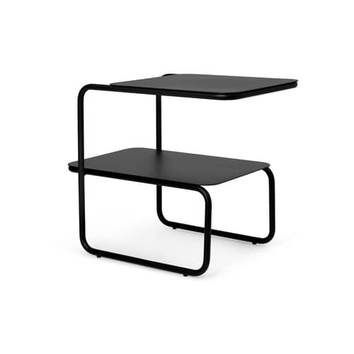 Table d\'appoint Level métal noir / 55 x 35 x H 45 cm - Ferm Living - Noir - Acier revêtement poudre