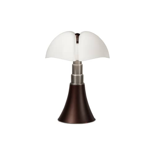 Pipistrello Medium LED Table lamp plastic material brown / H 50 to 62 cm - Gae Aulenti, 1965 - Martinelli Luce - Bronze - Chromed steel, Opal methacrylate, Varnished aluminium