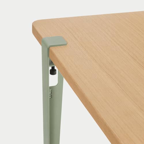 Table rectangulaire Lobo métal gris / 120 x 60 cm - 2 à 4 personnes / Bois éco-certifié - TIPTOE - Gris eucalyptus / Chêne - Acier, Bois recyclé aggloméré plaqué chêne