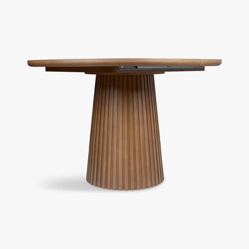 Tamia Extending table wood brown / L 120–160 cm – 4–6 people - NV GALLERY - Walnut finish - Bois composite, Placage noyer