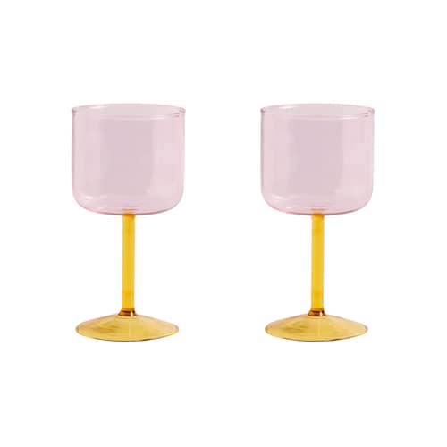 Set de 2 verres à vin Tint - Hay - Rose / Jaune - Verre borosilicaté