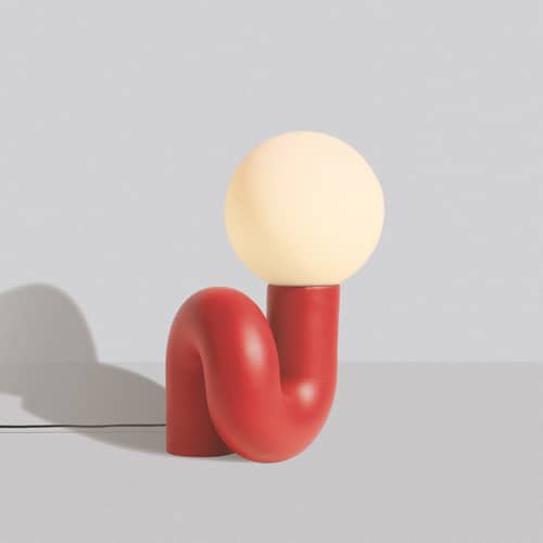 Lampe de table Neotenic LED Grande céramique orange /L 34 x H 51 cm / Seconde vie - Petite Friture - Vermillon (mat) - Céramique, Verre soufflé bouche