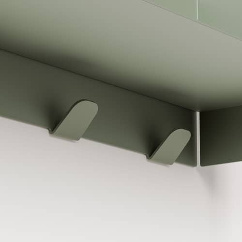  Accessory metal green / Wall hooks for shelf Pli L 60 cm - TIPTOE - Eucalyptus grey - Powder coated steel