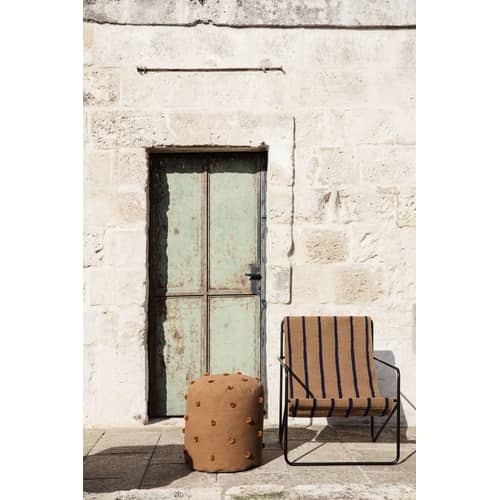 Desert Armchair textile beige / Black structure - Recycled plastic bottles - Ferm Living - Black metal / Soil canvas - Powder coated steel, Recycled fabric