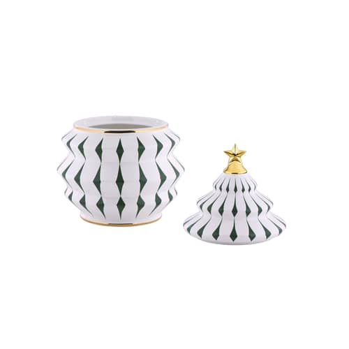 Boîte à biscuits Delight céramique vert / Décoré à la main - Ø 19 x H 28 cm - Alessi - Vert & or - Porcelaine