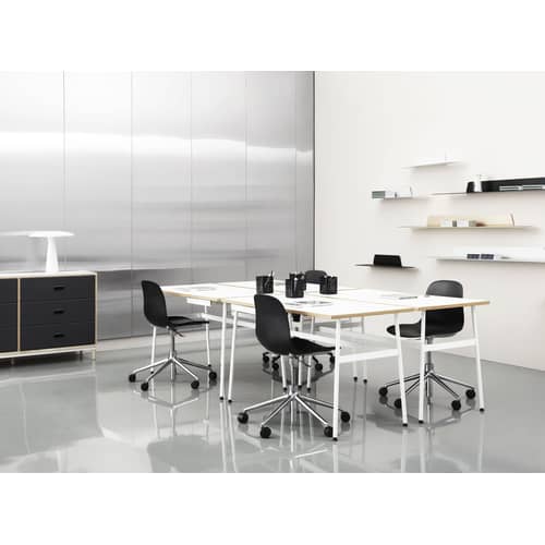 Bureau Journal bois noir / 1 tiroir - Normann Copenhagen - Noir - Acier laqué, Stratifié mélaminé