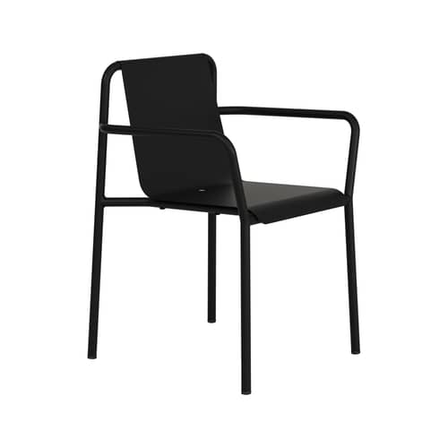 Fauteuil de repas empilable Panorama métal noir / Avec accoudoirs - TIPTOE - Noir Graphite - Acier thermolaqué