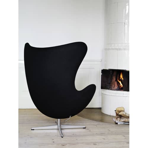 Fauteuil pivotant Egg chair  / Arne Jacobsen, 1958 - Tissu Gabriele - Fritz Hansen - Taupe - Aluminium poli, Fibre de verre, Mousse polyuréthane, Tissu