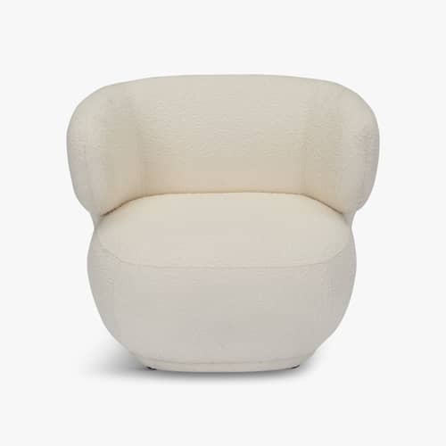 Fauteuil rembourré Giulia tissu blanc - NV GALLERY - Ecru (bouclé) - Bois certifié FSC, Mousse haute densité, Tissu bouclé
