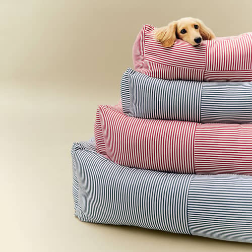 Lit pour chien Hay Dogs tissu bleu / Small - 52 x 60 cm - Hay - Rayé bleu & blanc - Polyester recyclé