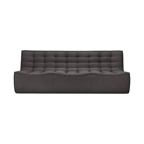N701 Straight sofa  textile grey / UK version - 3 seater / L 210 cm - Ethnicraft - Dark grey (UK residential flame retardant) - Fabric, High-density PU foam, Wood