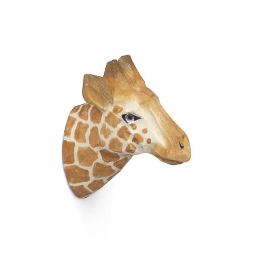 Patère Animal bois multicolore / Girafe - sculpté main - Ferm Living - Girafe - Bois de peuplier, Verre