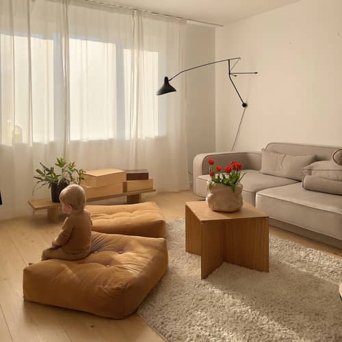Pouf More tissu beige / 70 x 70 cm - Fabriqué à la main en Europe - KARUP DESIGN - Beige 747 - Coton, Fibres mélangées, Polyester