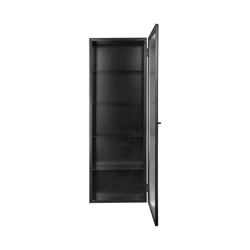 Rangement mural Haze métal noir / L 35 x H 100 cm - Verre cannelé - Ferm Living - Noir - Fer laqué, Verre cannelé