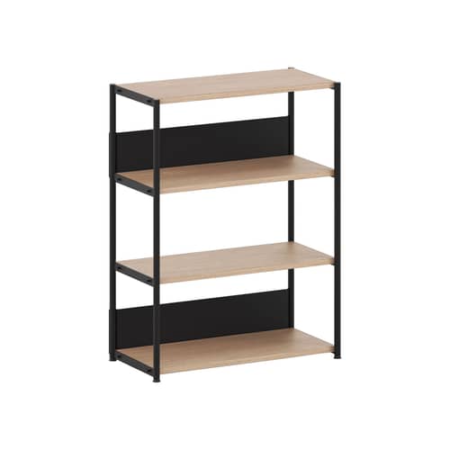 UNIT 3 Shelf metal black / H 110 x W 84 cm - TIPTOE - Graphite black / Oak - Eco-certified wood, Powder coated steel