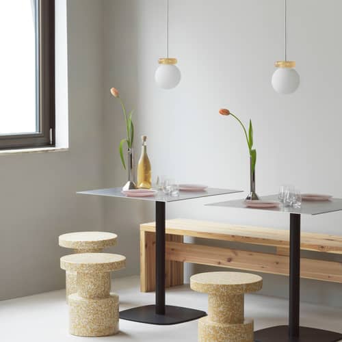 Sospensione Hinx vetro beige / Ø 15 cm - Normann Copenhagen - Beige - Resina, Vetro opalino