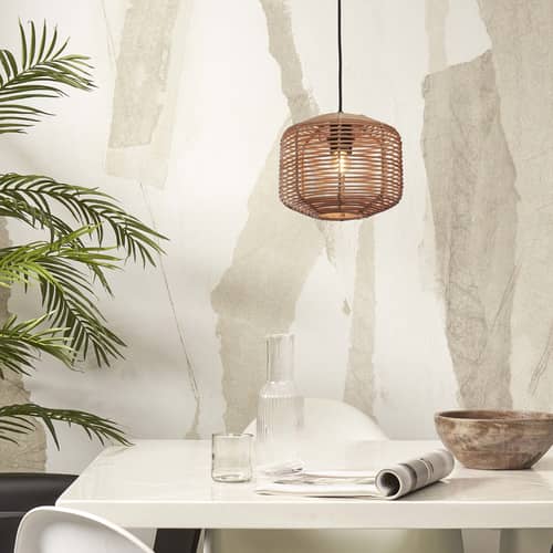 Suspension Tanami   / rotin / Ø 25 x H 20 cm - GOOD&MOJO - Naturel - Fer, Rotin